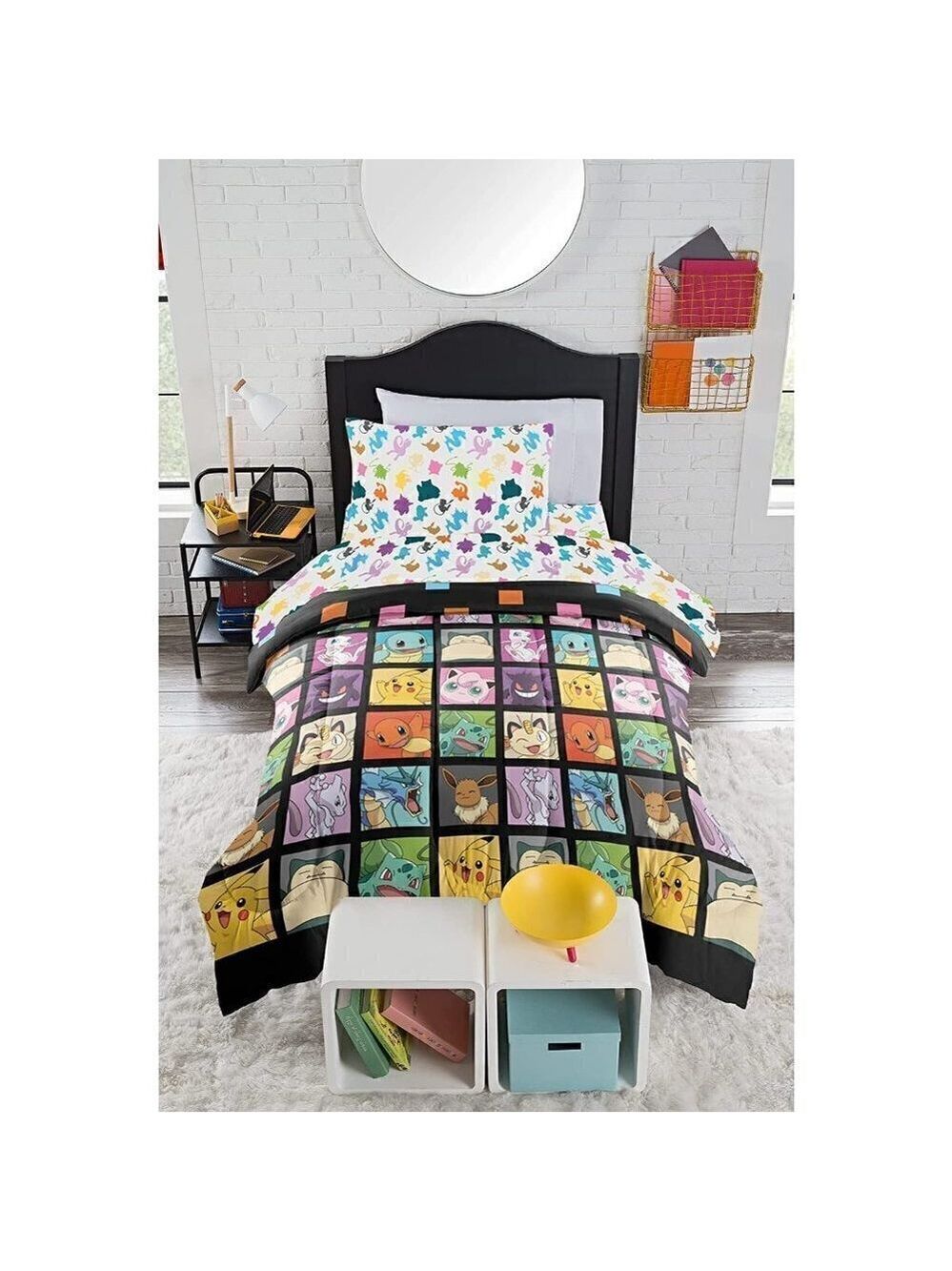𝅺POKÉMON Twin Bed Set 64" x 86" Heavy Weight Comforter Sheet Pillow Case Kid NWT